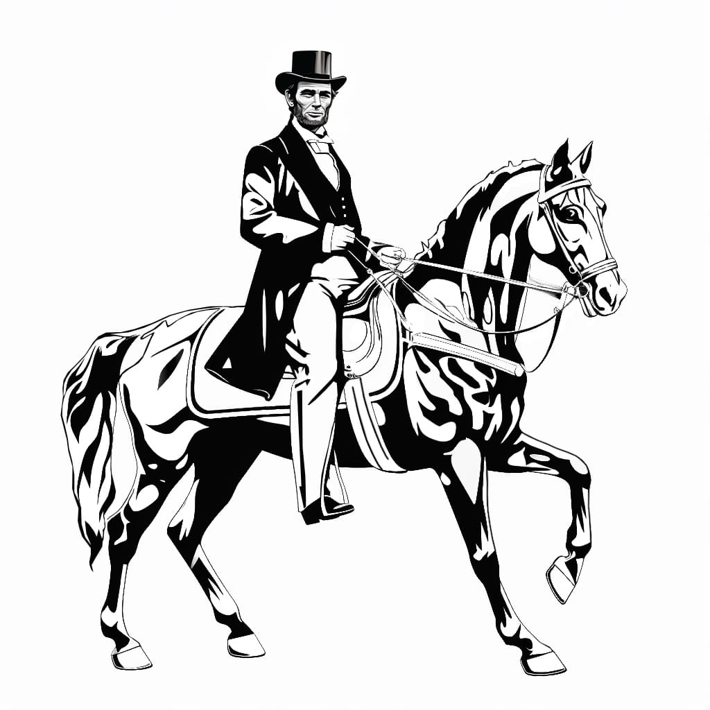 Man in top hat riding a horse.